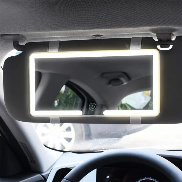 Espejo de Maquillaje LED para Coche Espejo Táctil Recargable con 60 LEDs y 3 Modos de Luz Ideal para Toques de Belleza en Movimiento