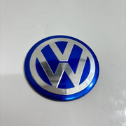 PEGATINA PARA CENTRO DE RUEDA VW COLORES NEGRO Y AZUL JUEGO DE 4 PIEZAS TAMAÑO A ELEGIR